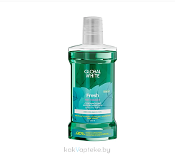 GLOBAL WHITE Ополаскиватель  для полости рта  Экстра отбеливающий с экстрактами оливы и петрушки Anti-Tobacco Effect 300 мл.