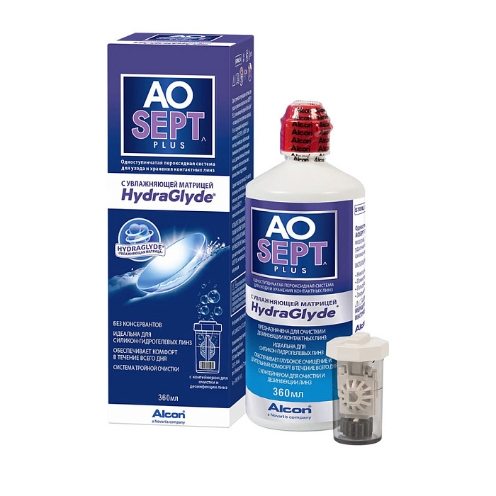 AOSEPT PLUS с увл.матр. HydraGlyde 360мл/система однос.пероксидная для ухода и хран.конт.линз