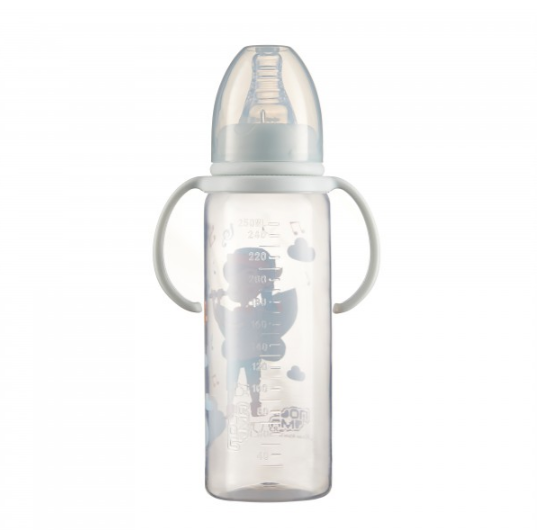 ПОМА Бутылочка пластиковая "DREAM"с молочной силиконовой соской с быстр потоком 6мес+, арт. 6910ДМгол, 250 мл, 1 шт