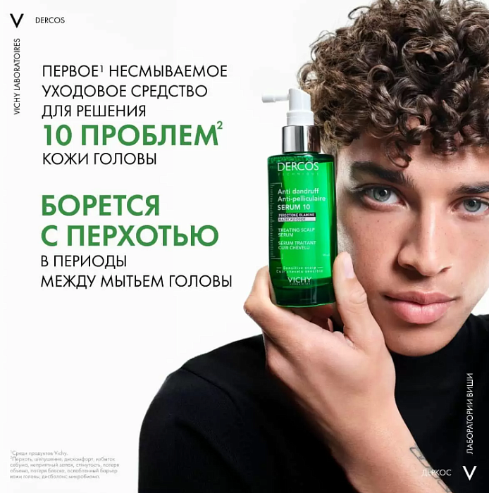 VICHY Dercos Technique Интенсивная сыворотка для кожи головы против перхоти Serum 10  90 мл