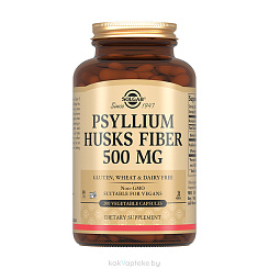 Solgar Псиллиум, пищевые волокна 500 мг, БАД капсулы №200