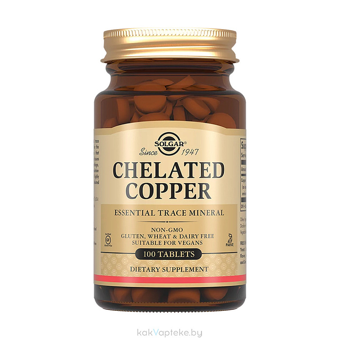 Solgar Хелат меди, БАД таблетки №100