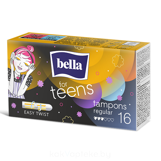bella for teens Тампоны женские гигиенические "комфорт и надежность" regular/стандартный (для умеренных выделений) 16 шт