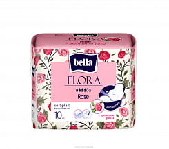 Bella FLORA Rose Прокладки женские гигиенические впитывающие с ароматом розы 10 шт