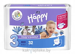 Bella Baby Happy midi Подгузники гигиенические для детей (Flexi Fit) 32 шт