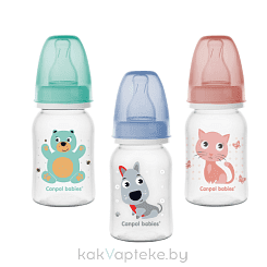 Canpol babies Бутылочка для кормления пластиковая (силикон. соска, круглая) 