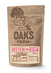 OAK'S FARM Полноценный беззерновой корм для котят  Salmon / Лосось.400гр