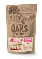 OAK'S FARM Полноценный беззерновой корм для взрослых кошек Salmon / Лосось.  400гр