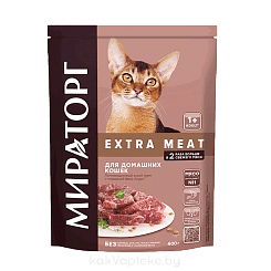 МИРАТОРГ Extra Meat Корм полнорационный сухой с говядиной Black Angus для домашних кошек старше 1 года, 0,4 кг