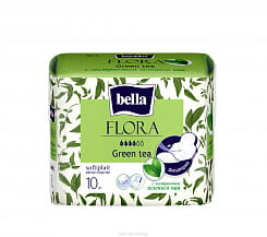 Bella FLORA Green tee Прокладки женские гигиенические впитывающие с экстрактом зеленого чая 10 шт