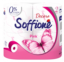 Soffione Бумага туалетная Decoro (Pink) 2сл 4шт, розовая
