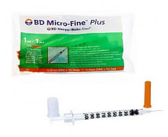 Шприцы инсулиновые BD Micro-Fine TM Plus 1мл U-100 с иглой 29G (0,33х12,7мм)№10